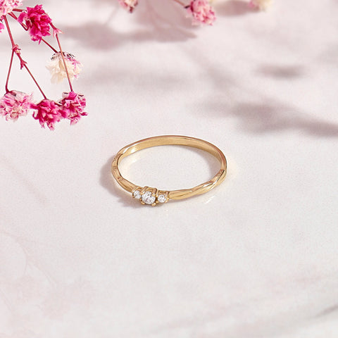14K Solid Gold Twisted Solitaire Ring – Tiny Diamond Engagement Ring | Dainty Minimalist Promise Jewelry for Her