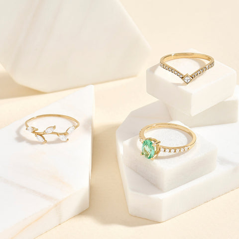 Marquise Diamond Leaf Ring – 14k Solid Gold Vine Floral Band | Nature-Inspired Stackable Wedding Ring for Women
