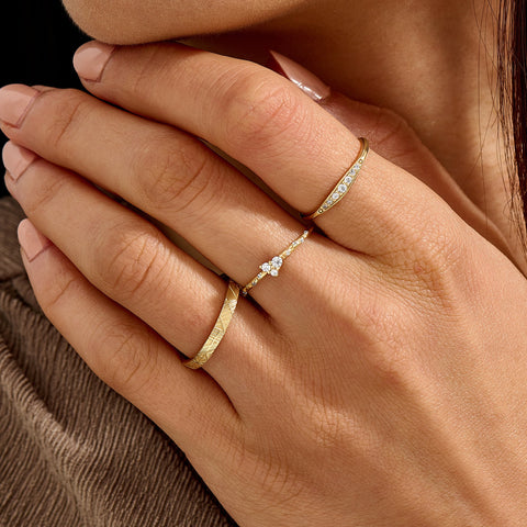 Diamond Wedding Ring 14k Solid Gold - Thin Dainty Band for Women, Perfect Promise Ring Gift for Mom, Wife & Ladies