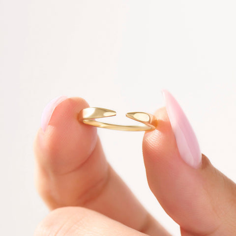 Open Claw Ring 14K Gold – Women’s Dainty Wrap Stacking Enhancer Band