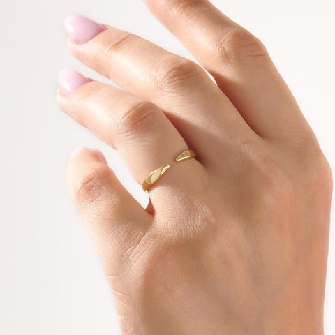 Open Claw Ring 14K Gold – Women’s Dainty Wrap Stacking Enhancer Band