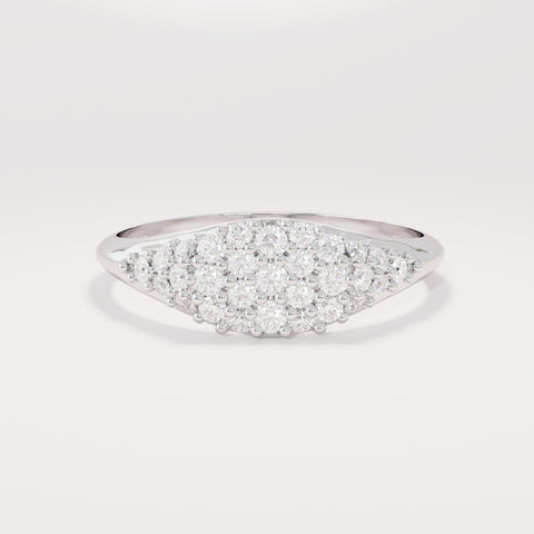 14k Solid Gold Pave Diamond Pinky Ring - Slim Unique Signet Ring, Versatile Stacking Midi Band for Pointer Finger