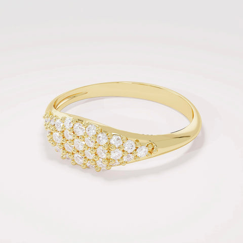 14k Solid Gold Pave Diamond Pinky Ring - Slim Unique Signet Ring, Versatile Stacking Midi Band for Pointer Finger