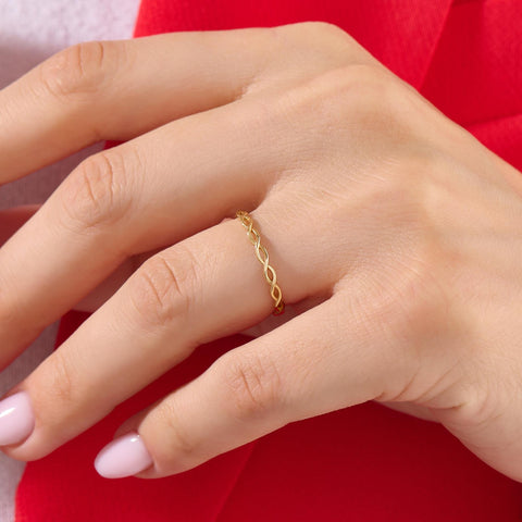 Minimalist Twist Ring 14K Gold – Women’s Dainty All-Finger Stacking Band