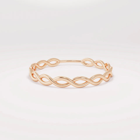 Minimalist Twist Ring 14K Gold – Women’s Dainty All-Finger Stacking Band