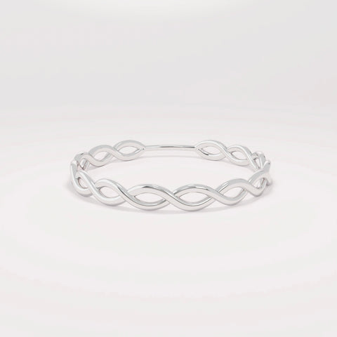 Minimalist Twist Ring 14K Gold – Women’s Dainty All-Finger Stacking Band