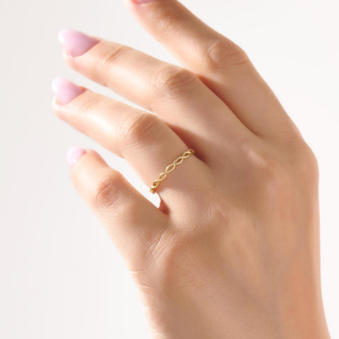 Minimalist Twist Ring 14K Gold – Women’s Dainty All-Finger Stacking Band
