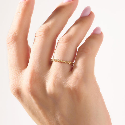Dainty Milgrain Wedding Ring 14k Gold – Art Deco Minimalist Band, Handmade Stackable Jewelry