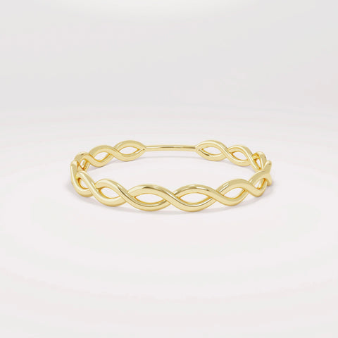 Minimalist Twist Ring 14K Gold – Women’s Dainty All-Finger Stacking Band