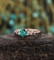 5mm Round Shape Emerald Cluster Engagement Ring, Unique 14K Rose Gold Emerald Snowdrift Wedding Ring, May Birthstone Promise Ring Gift